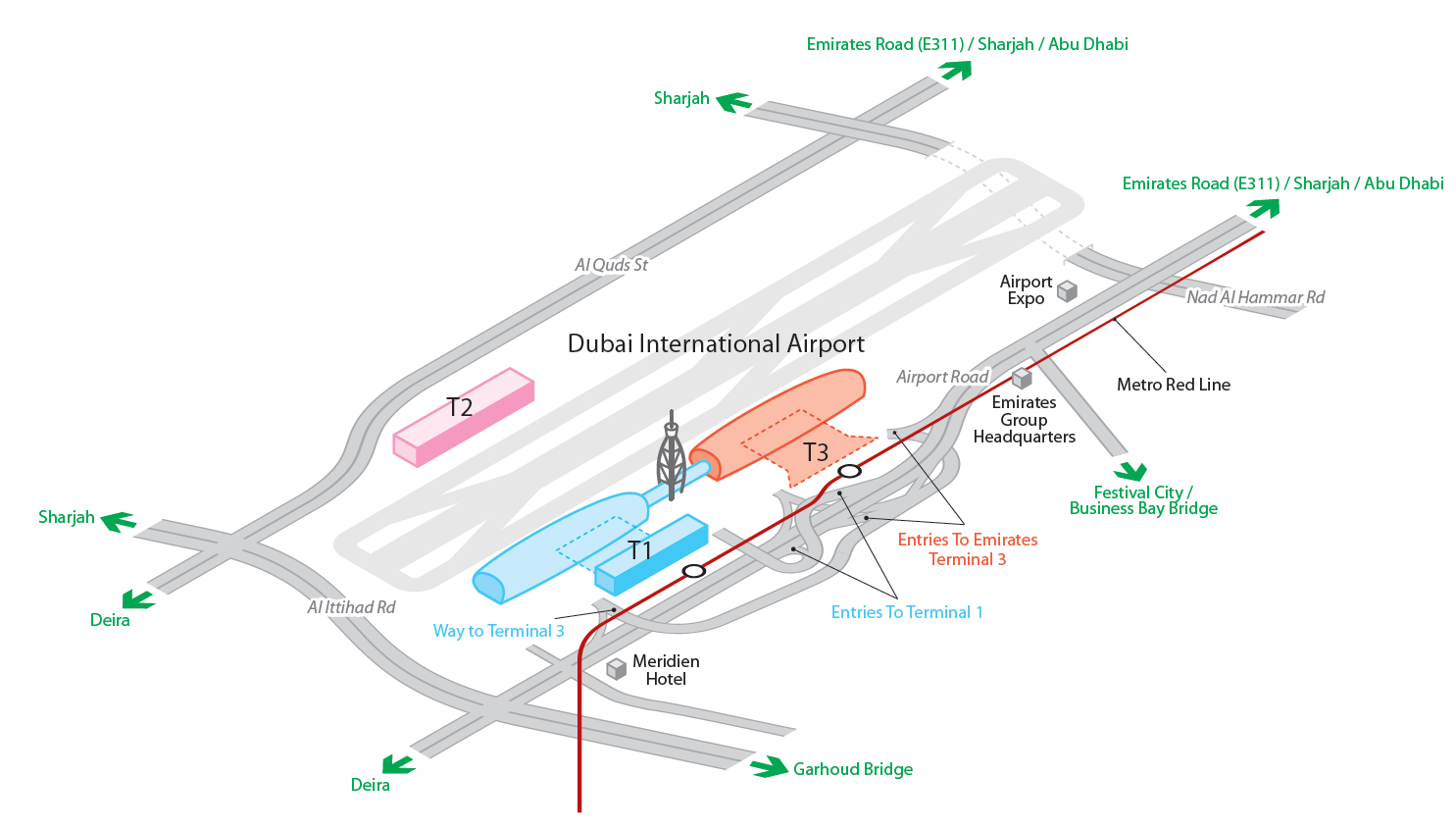 Aerodrom Dubai mapa