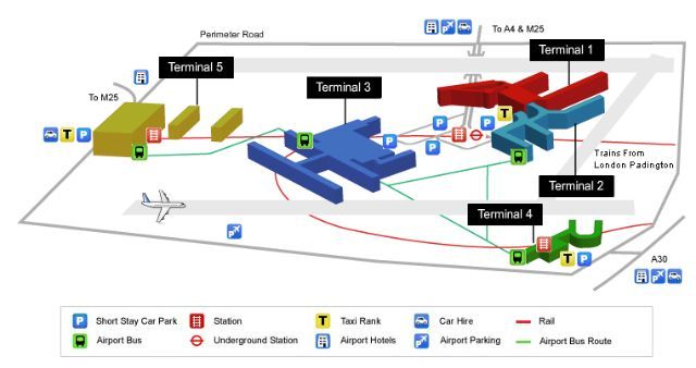 Mapa aerodroma Heathrow
