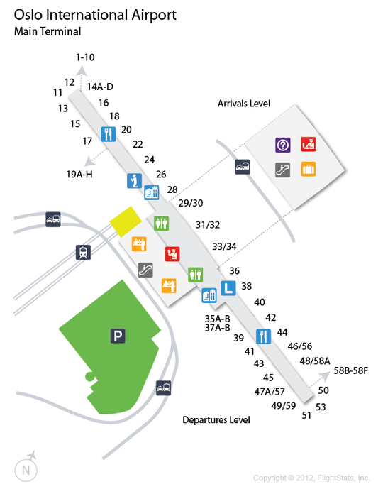 Oslo aerodrom mapa