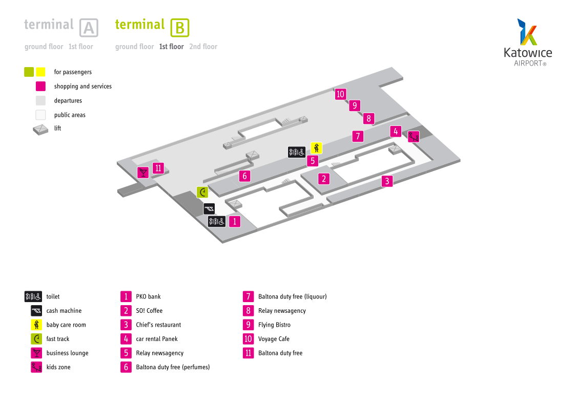 Aerodrom-Katovice-Mapa-Terminala-B-prvi-sprat