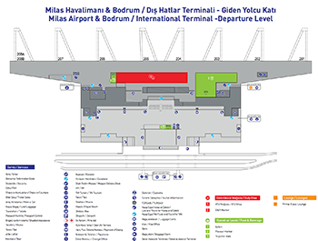 Mapa međunarodnog terminala aerodroma Milas Bodrum