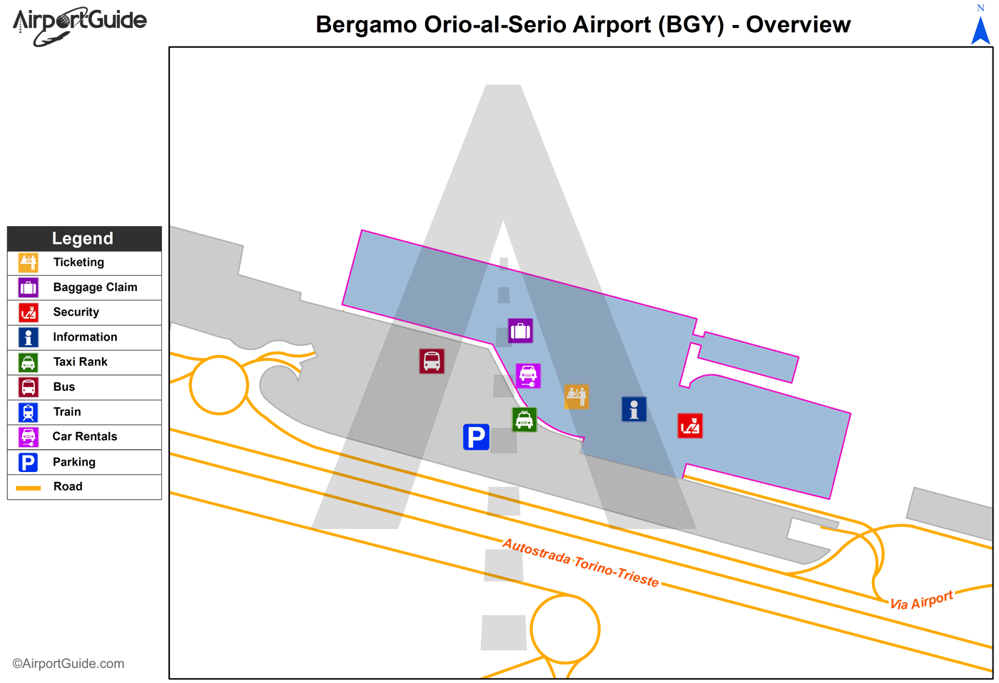 Mapa aerodroma Bergamo