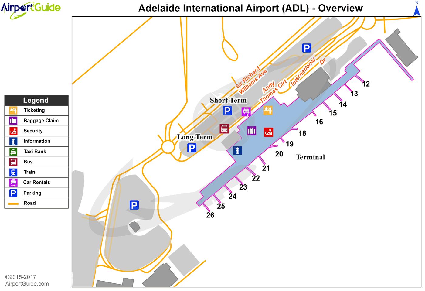 Mapa aerodroma Adelaida