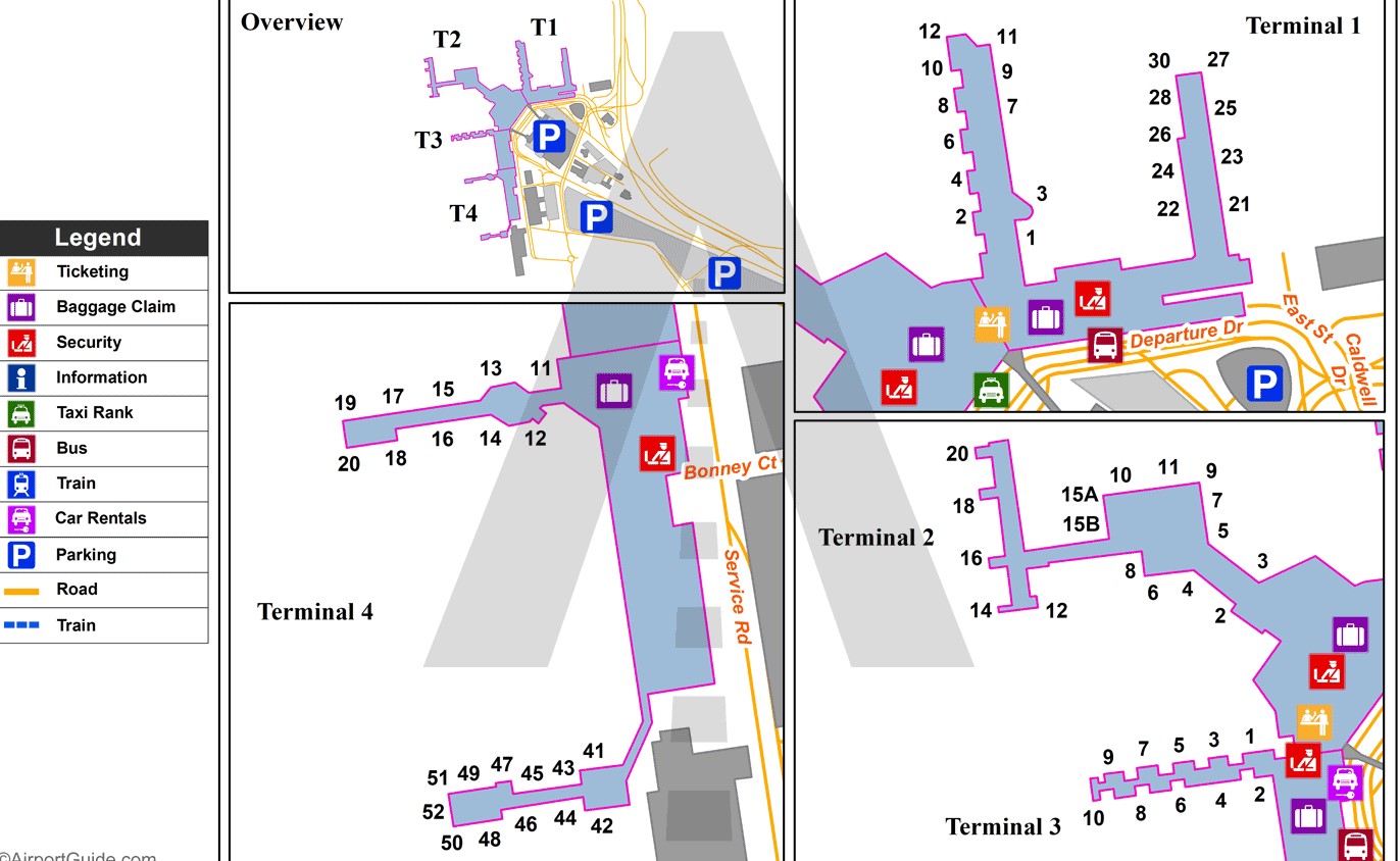 Melburn aerodrom mapa