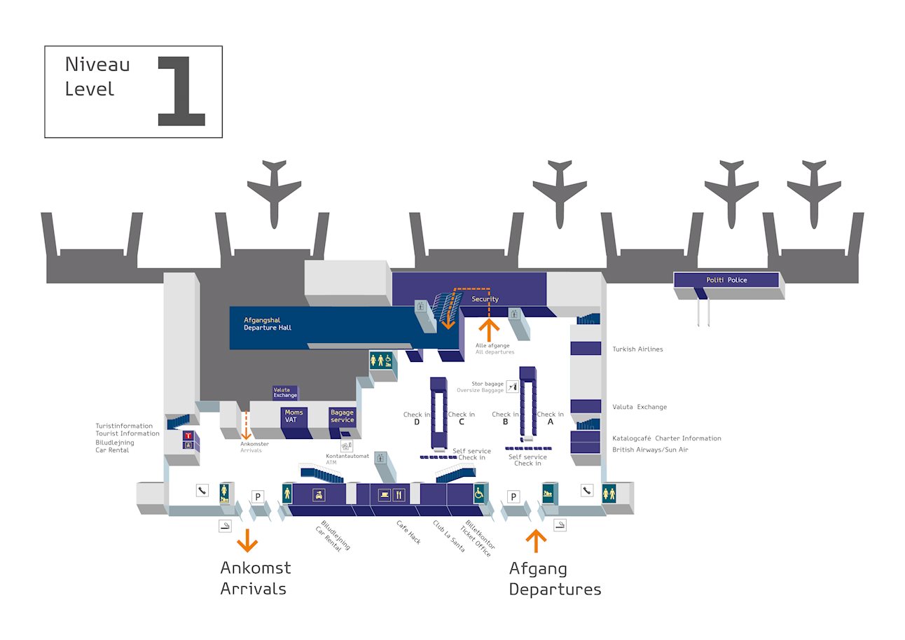 Bilund mapa aerodroma Nivo 1