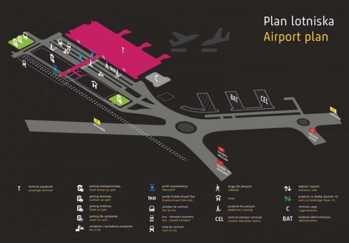 Krakov Aerodrom Mapa 