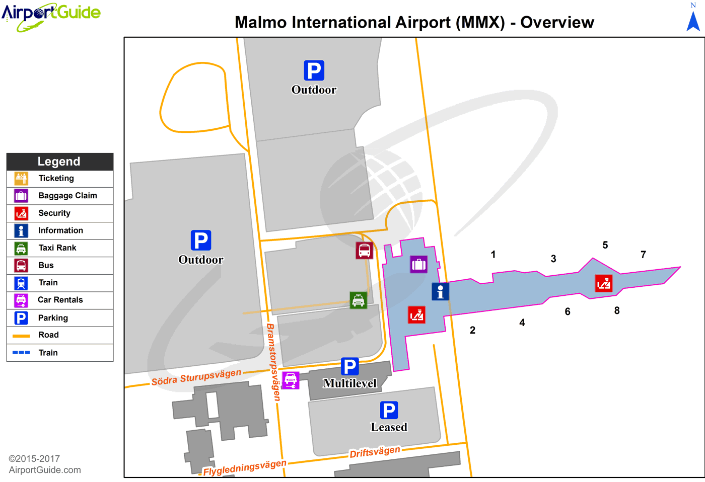 mapa aerodroma Malme